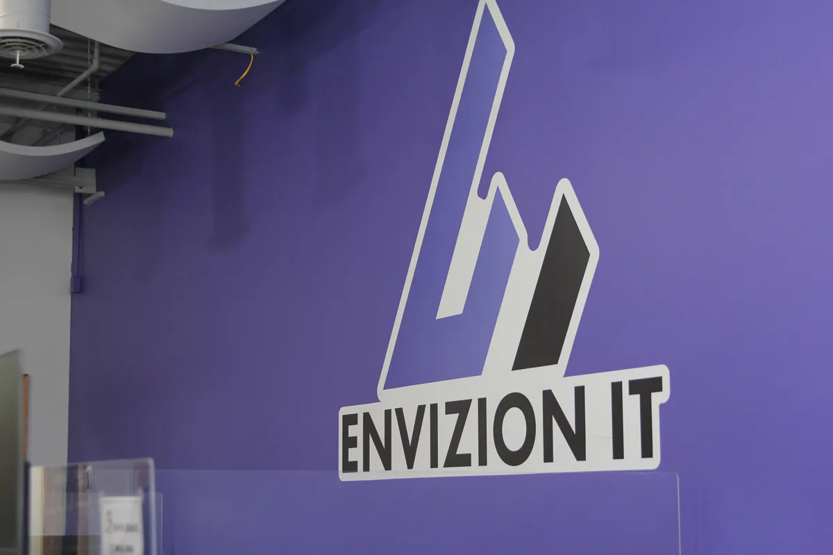 Envizion IT wall sign in the Zeeland office